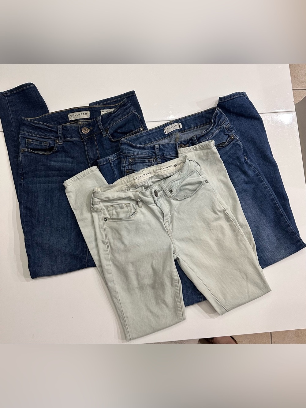 LOT of 3 Bullhead PacSun Skinniest Jeans Size 0 1 Blue Off White Black